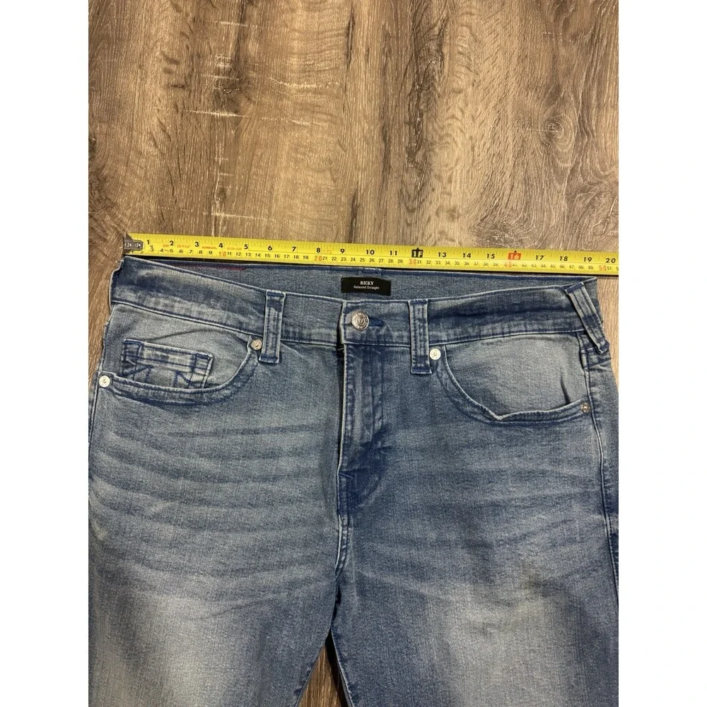 True Religion Men's Jeans Ricky Relaxed Straight Medium Wash Blue Denim Size 36